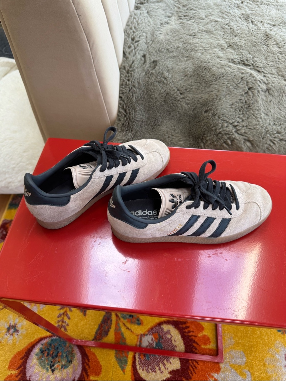 adidas Beige and Black Classic Gazelle Sneakers